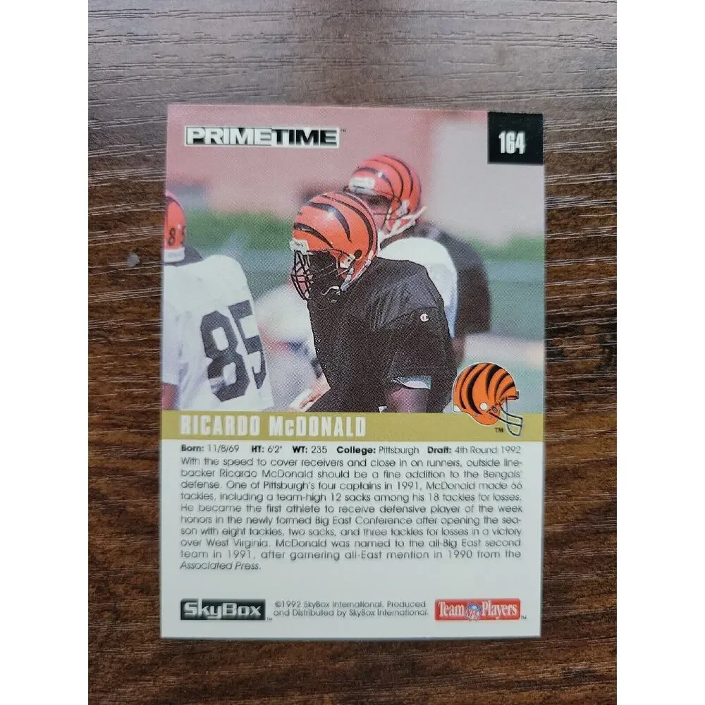 Ricardo McDonald 1992 Skybox Primetime #164 - Rookie - Bengals -NFL - Fresh Pull